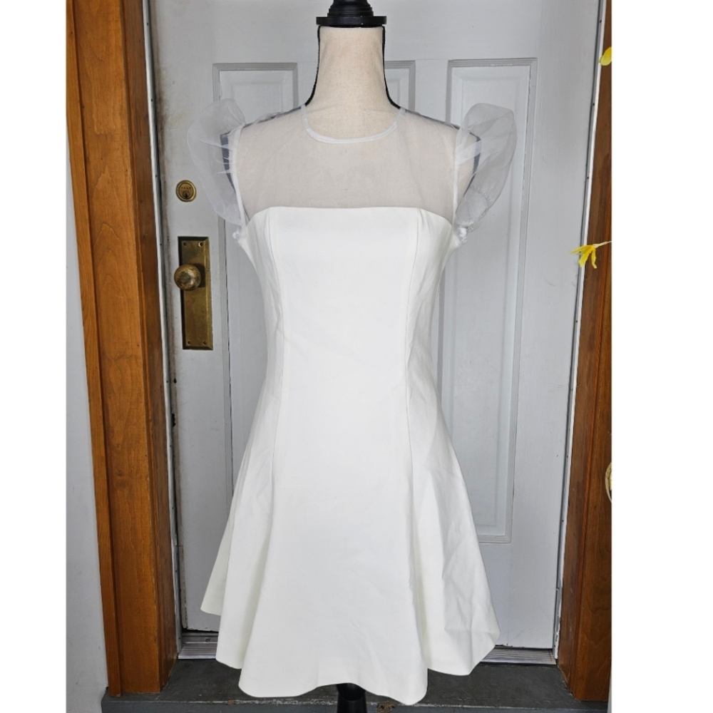 NWT LIKELY 'Fina' Puff Organza Sleeve Dress, Size 4 - Picture 4 of 13